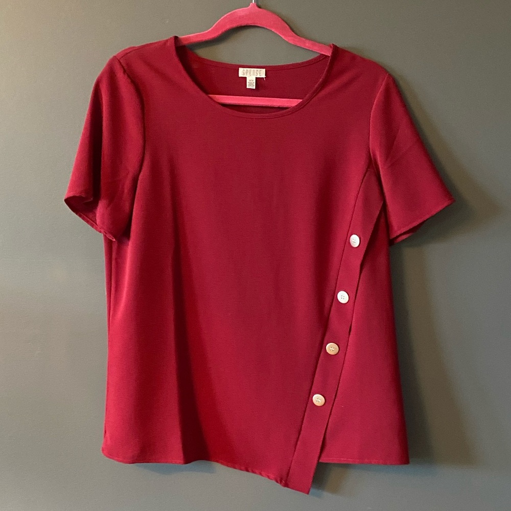 Red Blouse with gold buttons